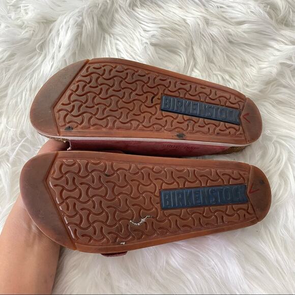 Birkenstock | Unisex Arizona Red Suede Soft Bed Sandals Sport Rubber Sole Size 5 - Picture 8 of 10